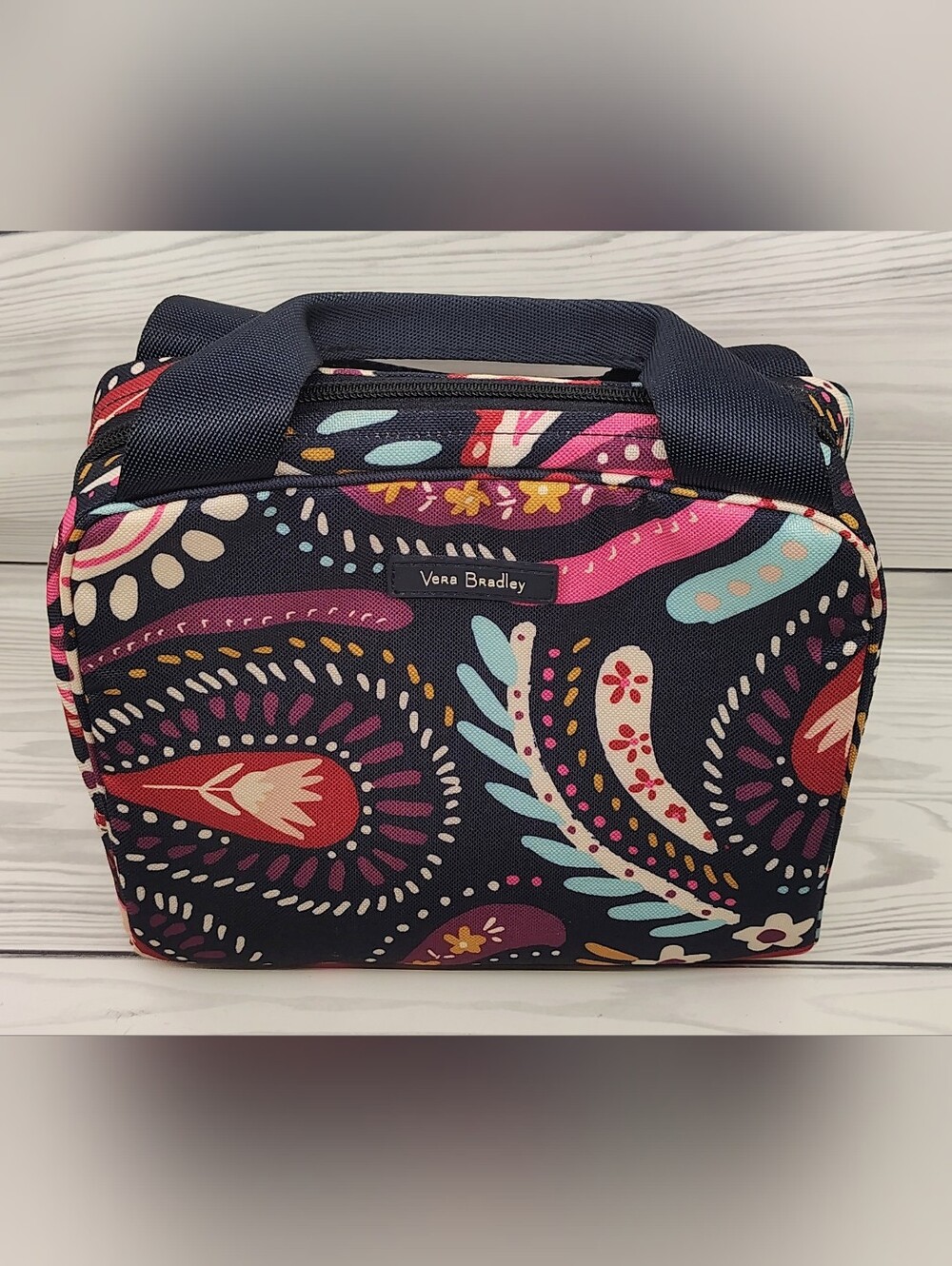 Vera Bradley Navy Paisley Lunch Bag Office School - Picture 2 of 10